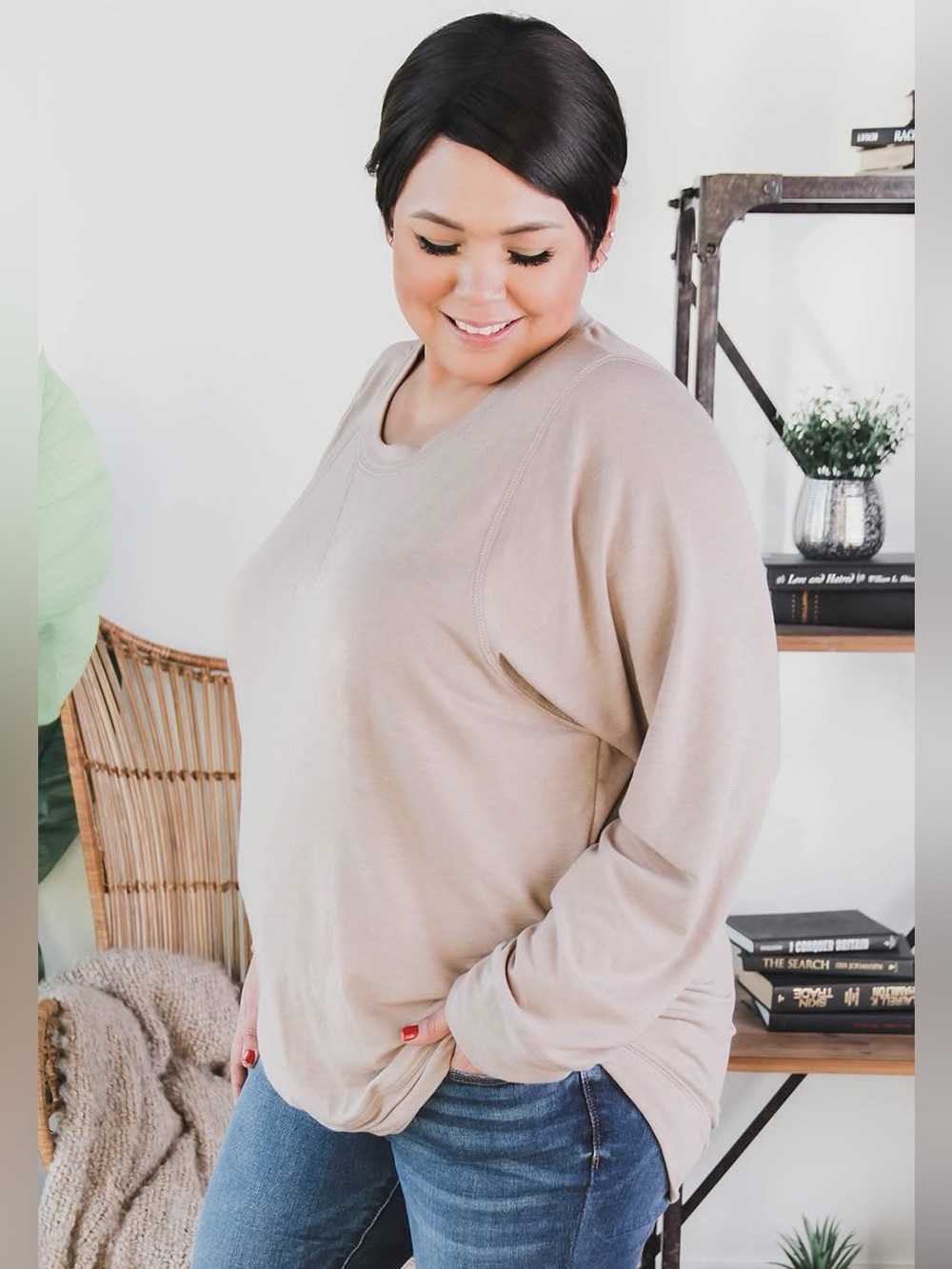 Christie 3.0 Long Sleeve Sweatshirt (NWT)🍒Mocha, Size XS/S **very loose fit**